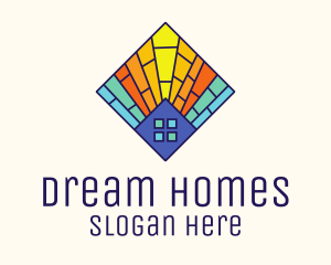 Colorful Stained Glass House Logo