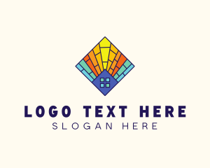 Home - Colorful Stained Glass Home logo design