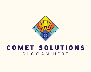 Colorful Stained Glass House logo design