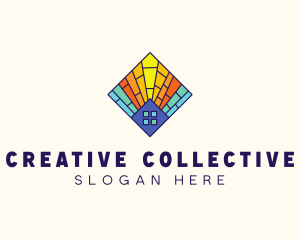 Colorful Stained Glass Home logo design