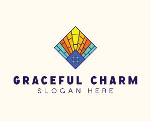 Colorful Stained Glass House logo design