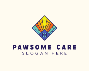 Colorful Stained Glass Home logo design