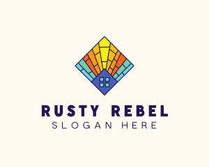 Colorful Stained Glass House logo design