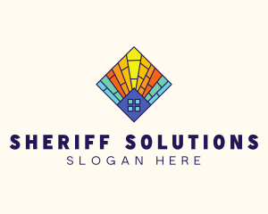 Colorful Stained Glass House logo design