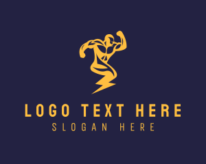Fast - Lightning Bolt Man logo design