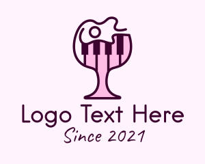 Cocktail Bar - Wine Glass Piano logo design