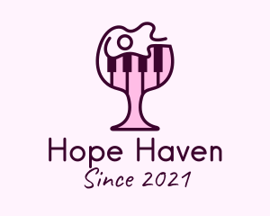 Wine Store - Wine Glass Piano logo design