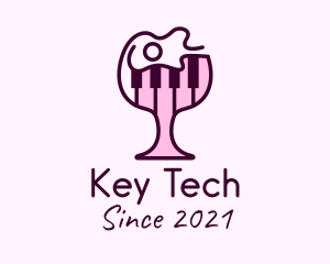 Wine Glass Piano logo design