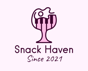 Wine Glass Piano logo design