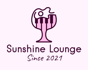 Wine Glass Piano logo design