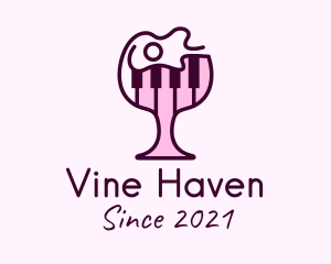 Wine Glass Piano logo design