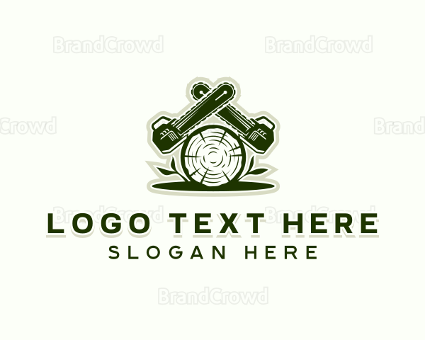 Logging Lumberjack Chainsaw Logo