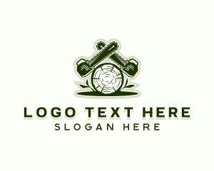 Logging Lumberjack Chainsaw Logo