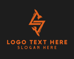Worker - Orange Backhoe Letter S logo design