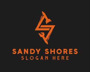 Orange Backhoe Letter S logo design