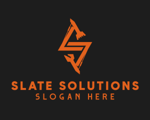 Orange Backhoe Letter S logo design