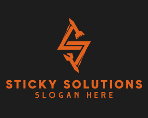 Orange Backhoe Letter S logo design