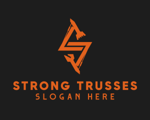 Orange Backhoe Letter S logo design