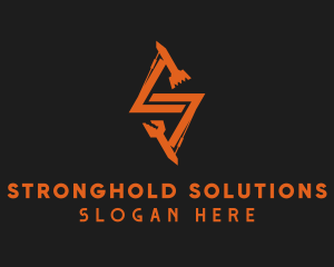 Orange Backhoe Letter S logo design