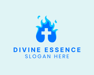 Nun - Religious Flame Cross logo design