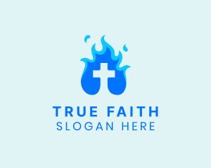 Belief - Religious Flame Cross logo design