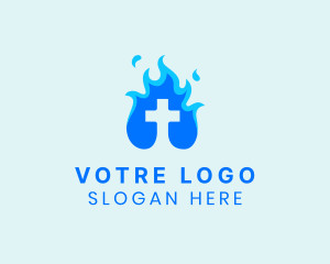 Catholic - Religious Flame Cross logo design