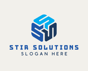 Tech Cube Letter S  logo design