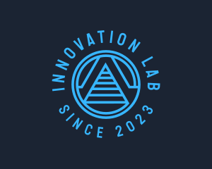 Round - Cyber Pyramid Letter A logo design