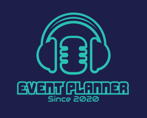 Live Telecast - Mic & Headphones logo design