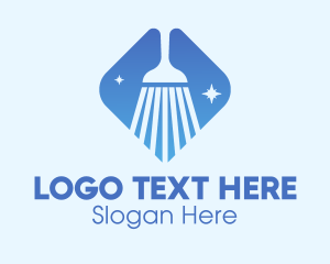 Cleaner - Blue Sparkle Broom logo design