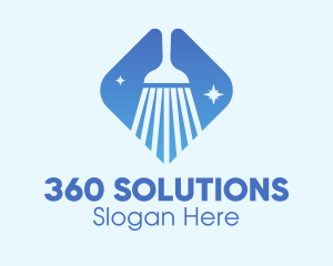 Blue Sparkle Broom logo design