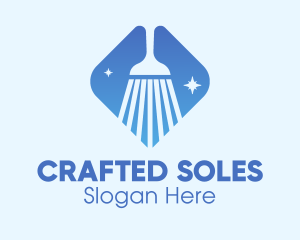 Blue Sparkle Broom logo design