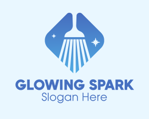 Blue Sparkle Broom logo design