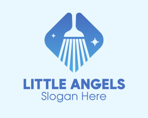 Blue Sparkle Broom logo design