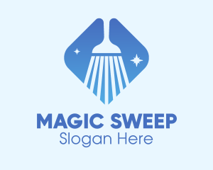 Blue Sparkle Broom logo design