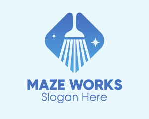 Blue Sparkle Broom logo design