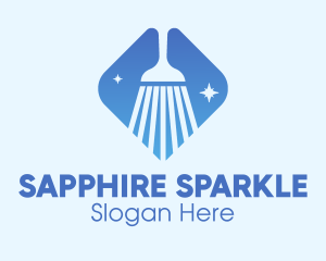 Blue Sparkle Broom logo design