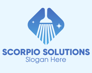 Blue Sparkle Broom logo design