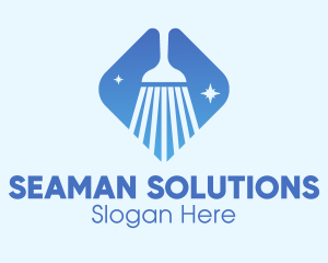 Blue Sparkle Broom logo design