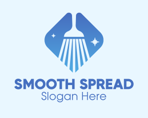 Blue Sparkle Broom logo design