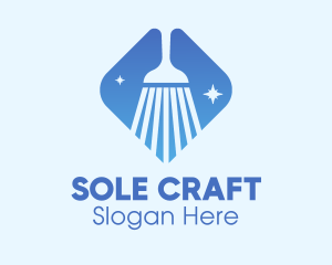 Blue Sparkle Broom logo design