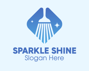 Blue Sparkle Broom logo design
