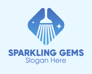 Blue Sparkle Broom logo design