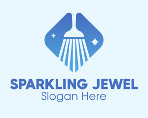 Blue Sparkle Broom logo design