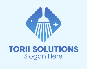 Blue Sparkle Broom logo design