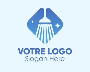 Cleaning - Blue Sparkle Broom logo design