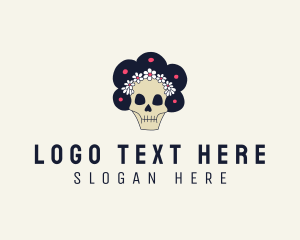 Mexican - Flower Skull Maiden logo design