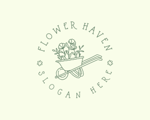 Flower Wheelbarrow Gardening logo design