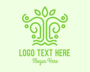 Linear - Green Minimalist Tree logo design