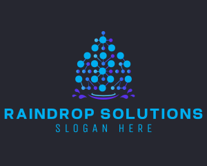 Raindrop - Circuit Data Droplet logo design